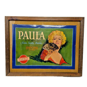 Limoneira Paula Brand Red Ball 1928 Framed Citrus Crate Label Print 15x11.25